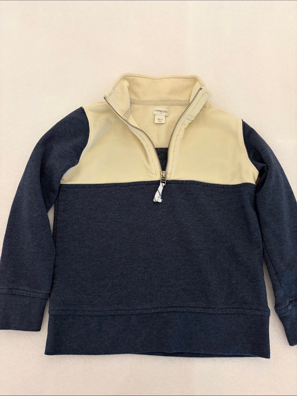 Crewcuts Navy and Cream Quarter-Zip Pullover Sweatshirt
